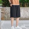 Men Shorts Adjustable Drawstring Waist Casual Trousers with Reinforced Pockets Solid Color Wide Leg Summer Sport Shorts