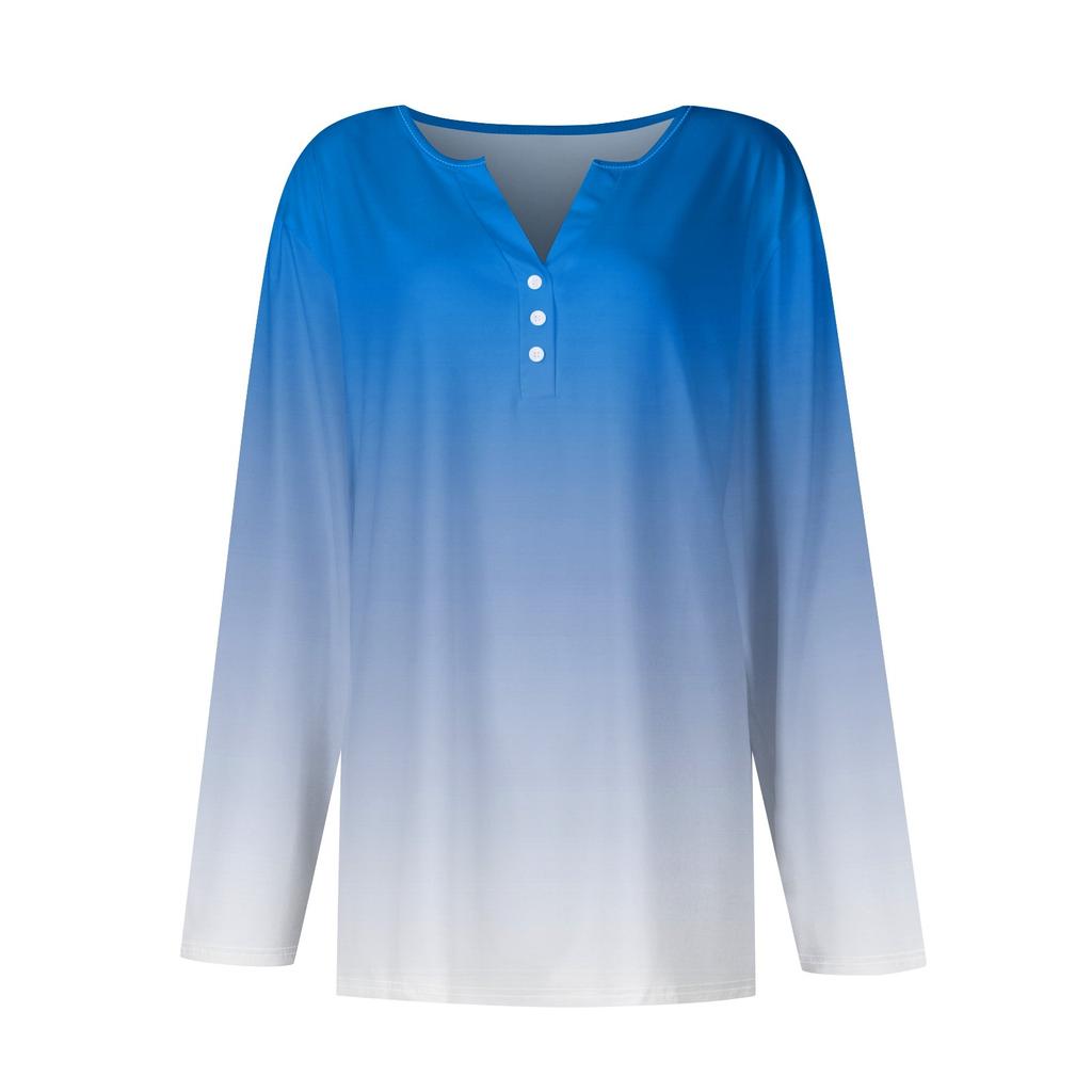 Women's T Shirt Tee Button Long Sleeve Daily Weekend Fashion Basic V- Neck Regular Top