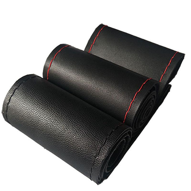 Braid On Steering Wheel Car Steering Wheel Cover with Needles and Thread Artificial Leather Diameter 38cm Auto Car