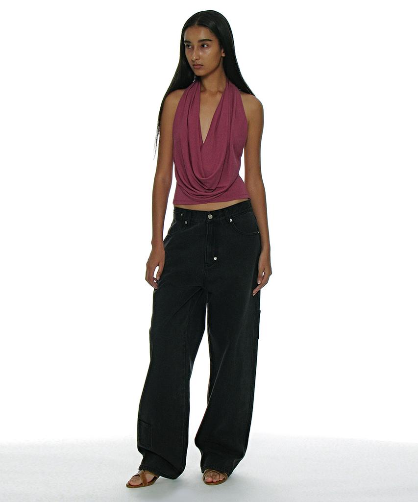 PARTIMENTO WOMEN Pocket Pointed Work Jeans_Grey