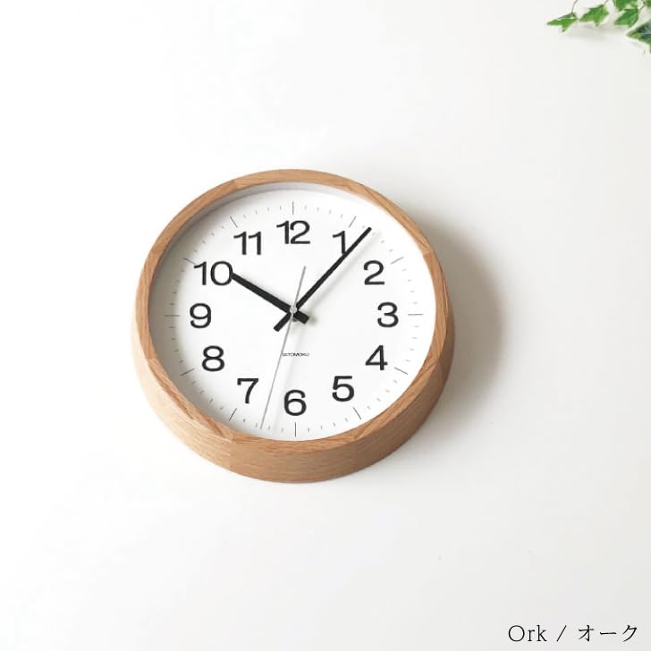 KATOMOKU muku clock 16 Oak km-113OARC Wall Clock, Continuous Second Hand, Diameter 30.6cm (Radio-controlled)