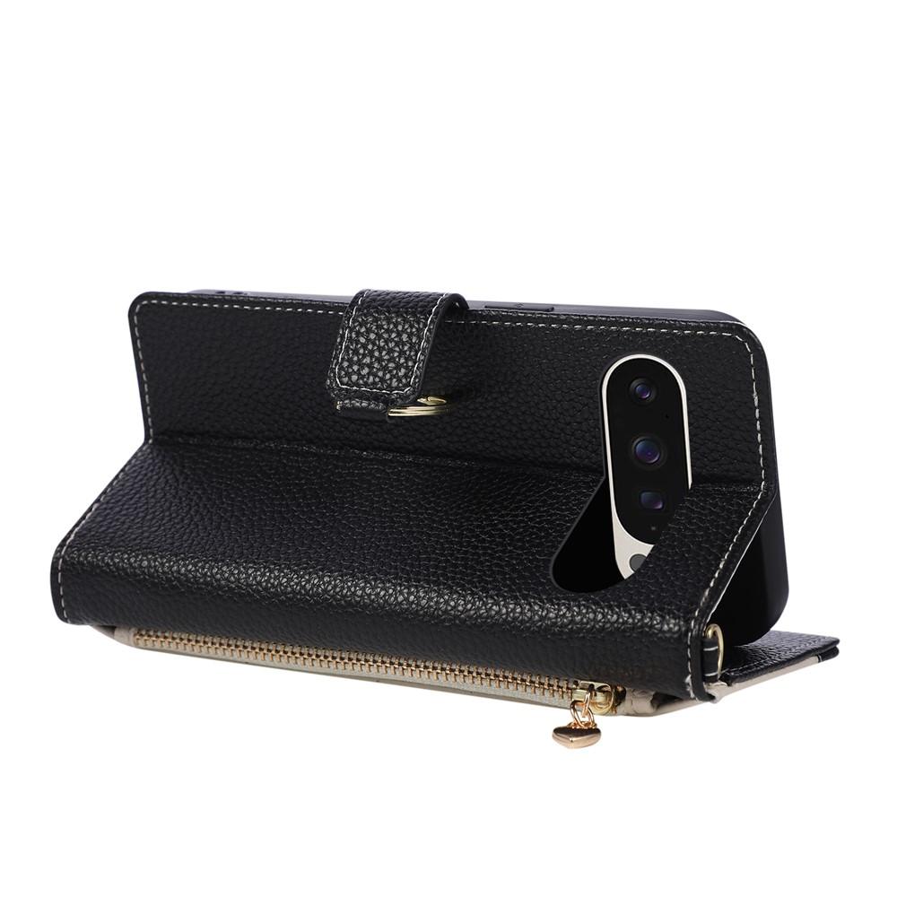 Wallet Case for Pixel - Leather/PU, Black, With Lanyard