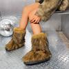 Flat Heel High Top Warm Winter Medium Tube Hair Boots Round Head Imitation Animal Hair Snow Boots Women
