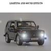 Масштаб 1/32 Lada NIVA, литая под давлением модель автомобиля, игрушечный автомобиль с откатным механизмом, звуком и светом для детей, коллекция подарков для мальчиков и девочек