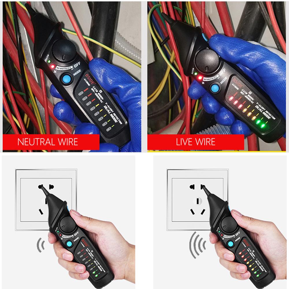 BSIDE Non-Contact Voltage Detector Tester Indicator Profession Smart Test Pencil Live/phase Wire Breakpoint NCV Continuity Meter