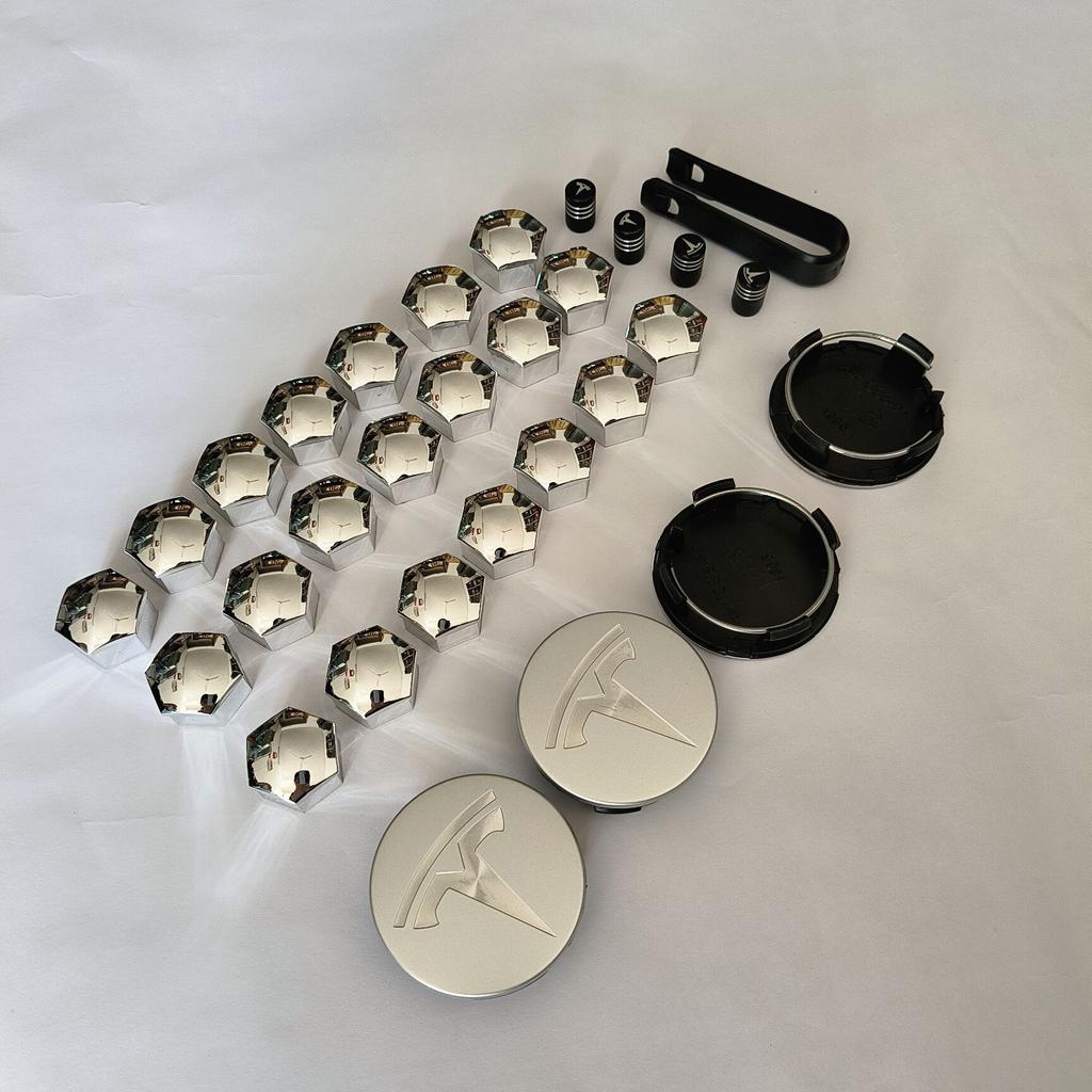 26PCS 30PCS Wheel Centerfor Tesla Model 3 Model Y 2025 Model Y Juniper Car Hub Decorative Caps Badge Lug Nut Protective Cover