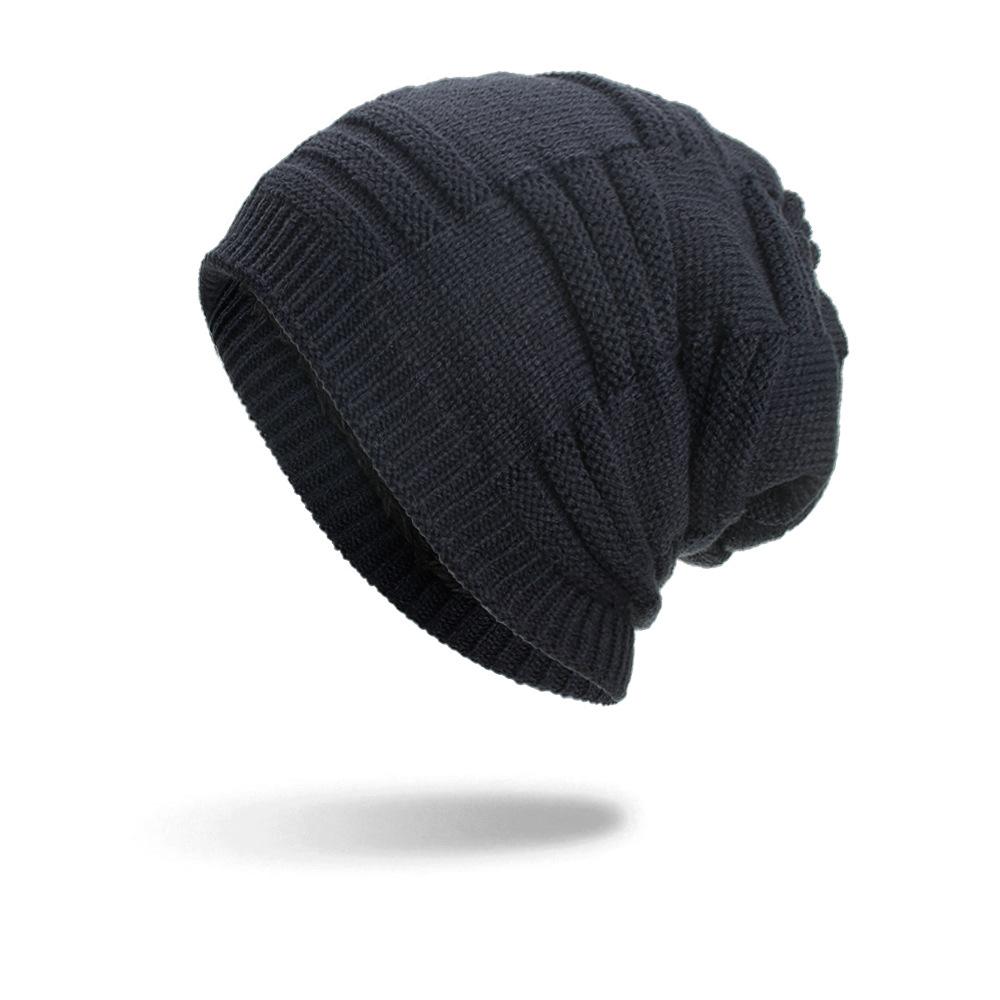 Autumn and Winter New Velvet Three-stripe Pullover Hat Knitted Wool Hat
