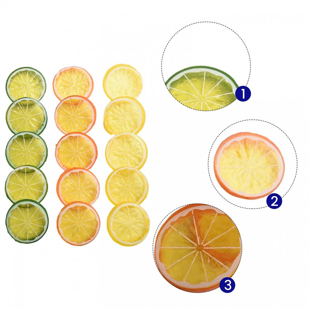Assorted Color Artificial Lemon Slices Plastic Fake Lemon Slices