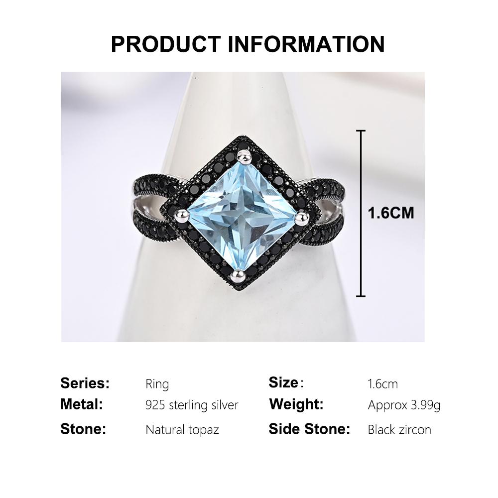 Комплект из серебра 925 пробы: кольцо, серьги, подвеска, ожерелье с натуральным небесно-голубым топазом, набор изящных ювелирных изделий для женщин для повседневной носки и вечеринок