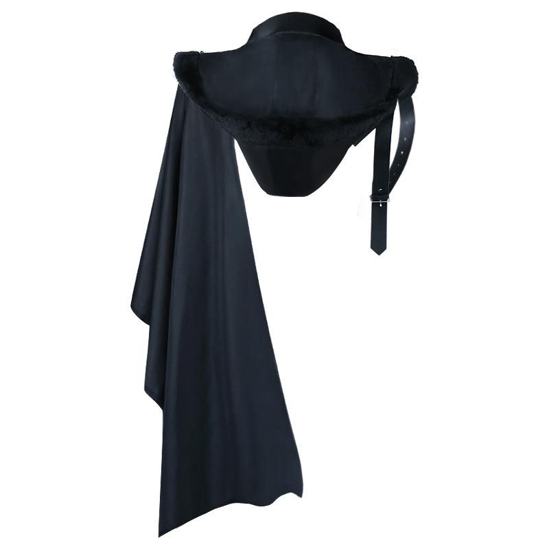 Medieval Vintage Gothic Knight Armour Black One Shoulder Cloak Gothic Punk Lace Up Renaissance Crusader Gear Cosplay Costume