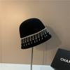 Women's Fashionable Bucket Cap with Diamond Chain Basin Cap Autumn Wool Warm Fisherman Cap
