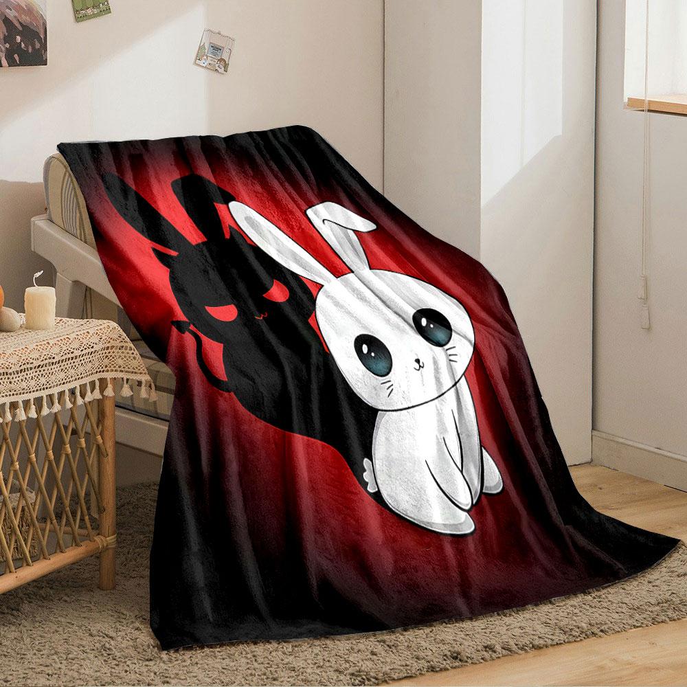 Cute Bunny and Shadow Design for all seasons blanket lunch break throw gift