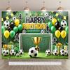 1pc Football Birthday Party Background - Vibrant Green with Black and Yellow Decorations Football Birthday Decorations