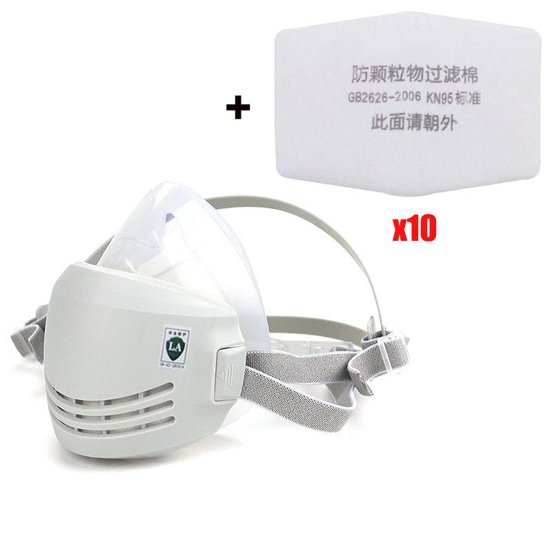 Многоразовый моющийся пылезащитный респиратор на половину лица, противотуманная, безопасная, строительная шлифовальная маска, фильтр из хлопка 1201