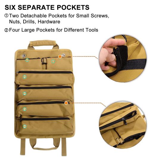 Свернутая сумка для инструментов с ручкой, водонепроницаемая, износостойкая, портативная, сверхпрочная, органайзер для инструментов, сумка для хранения