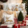 1pc Golden Christmas Cushion Cover Deer Snowman Durable Cover 2025 New for Home Ornament Xmas New Year Christmas Decoration