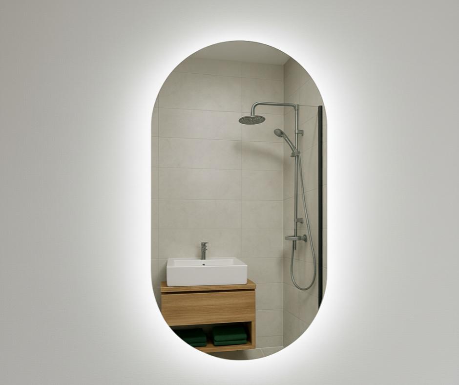 Oval Bathroom Mirror Led Illuminated Without Frame, Polished 45X80 Mirage Without Touch Switch