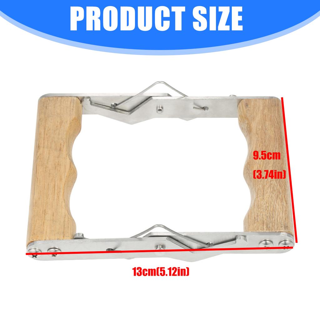 Прочный держатель рамки для улья из нержавеющей стали с эргономичной деревянной ручкой для безопасности и комфорта пчеловодства