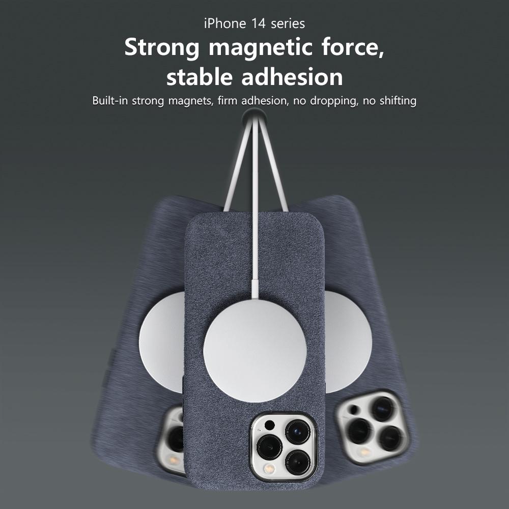 Для Magsafe Case Мягкий замшевый меховой автомобильный кожаный чехол для iPhone 13 14 Pro Max 14Pro 13Pro 13 Mini 14 Plus Магнитная задняя крышка