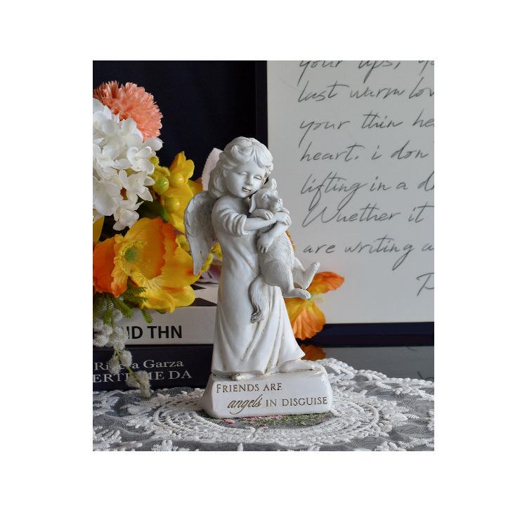 Антикварная состаренная фигурка ангела из смолы для декора дома или офиса