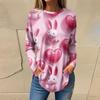 Tee Shirts For Women Casual Round Neck Long Sleeve Shirts Valentine's Day Printing Top Pullover