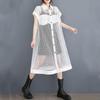 Sleeveless Plus Size Mesh Sexy Hollow Out Perspective New In Dresses for Women Casual Loose Midi Long Summer Shirt Dress