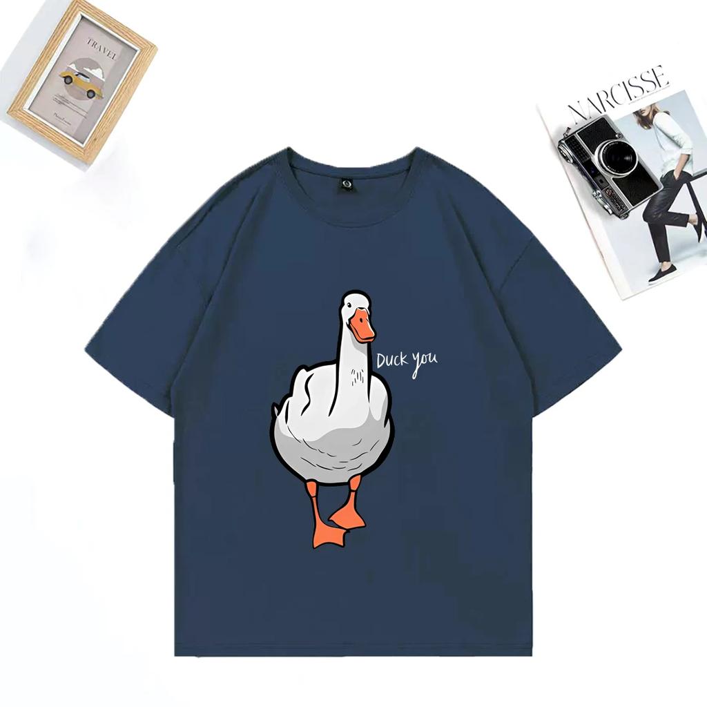 Мужская футболка с коротким рукавом из 100% хлопка с забавным принтом "Утка Ты" Hiphop Streetwear Дышащий Удобный Streetwear Топ