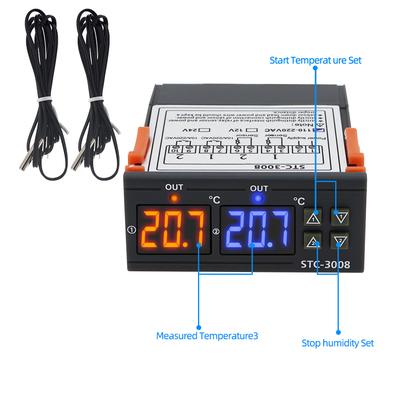 STC-3008 Регулятор температуры с двумя релейными выходами, терморегулятор, двойной цифровой термостат с нагревателем и охладителем 12 В 24 В 110-220 В