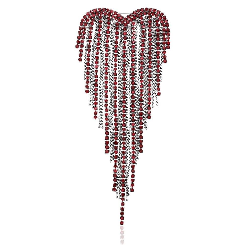Shiny Rhinestone Heart Pin Trendy Casual Lapel Pins Exquisite Tassel Love Brooches Party