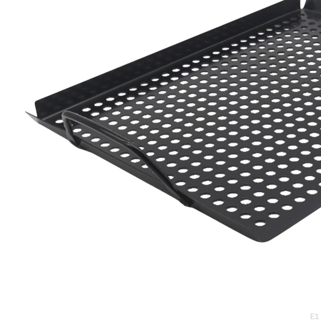 Barbecue Grill Plate Frying Pan with Handles Pizza Tray Easily Clean Basket Bakeware for Beach