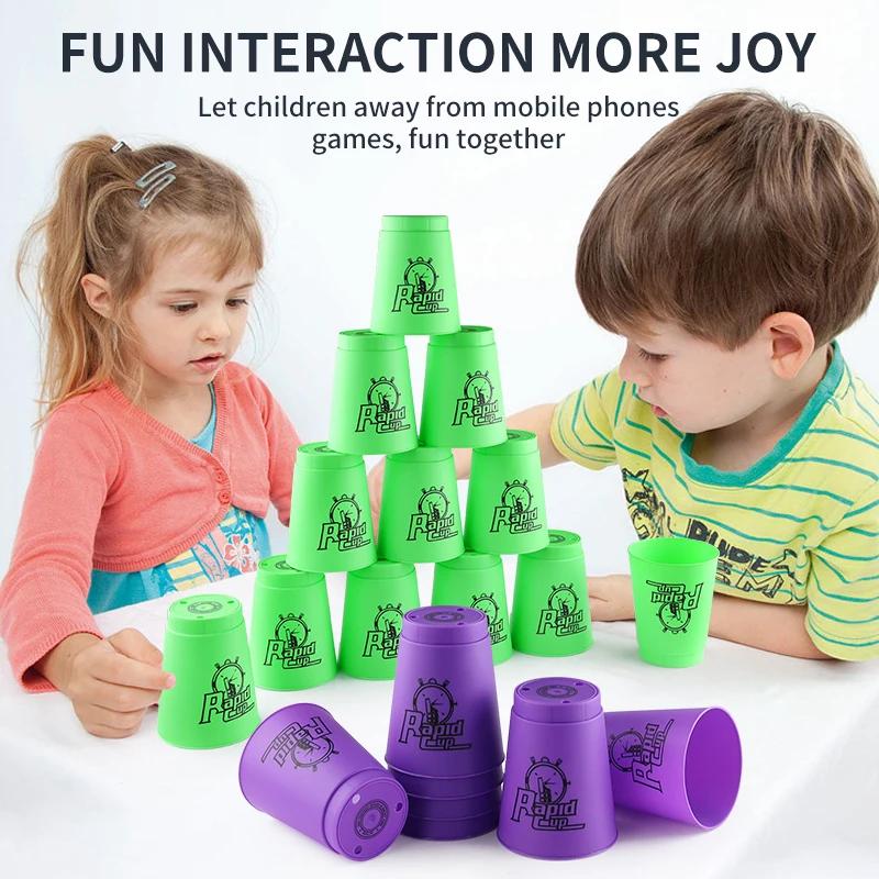 Quick Stacks Cups Speed Stacking Game 12PCS Indoor Antistress Toy for Kids Fast Reaction Training Fun Activity Party Games