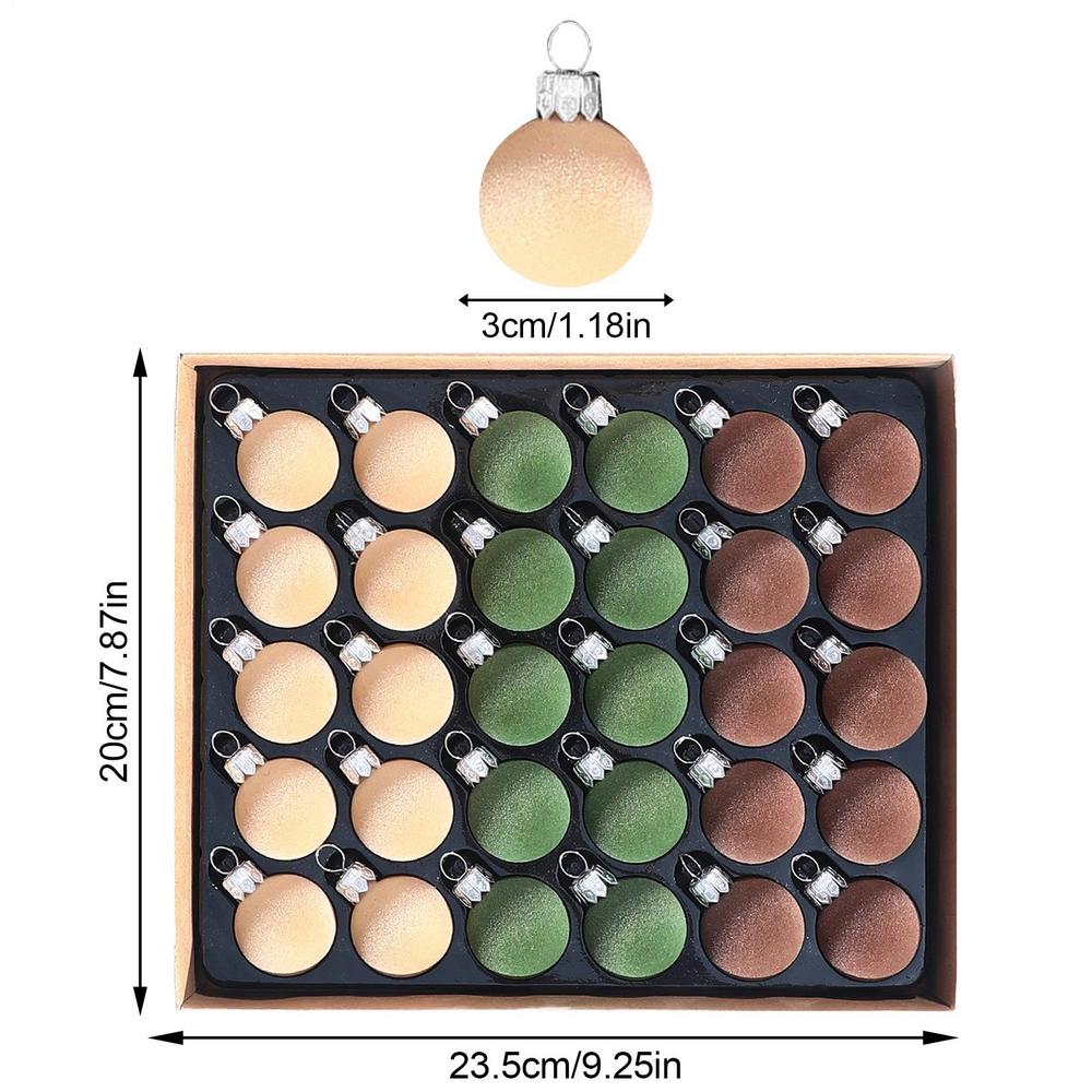 30 шаров для елки, украшения, 3 см, маленькие, плюшевые, с флоком, набор, подвесные украшения для елки, для праздника