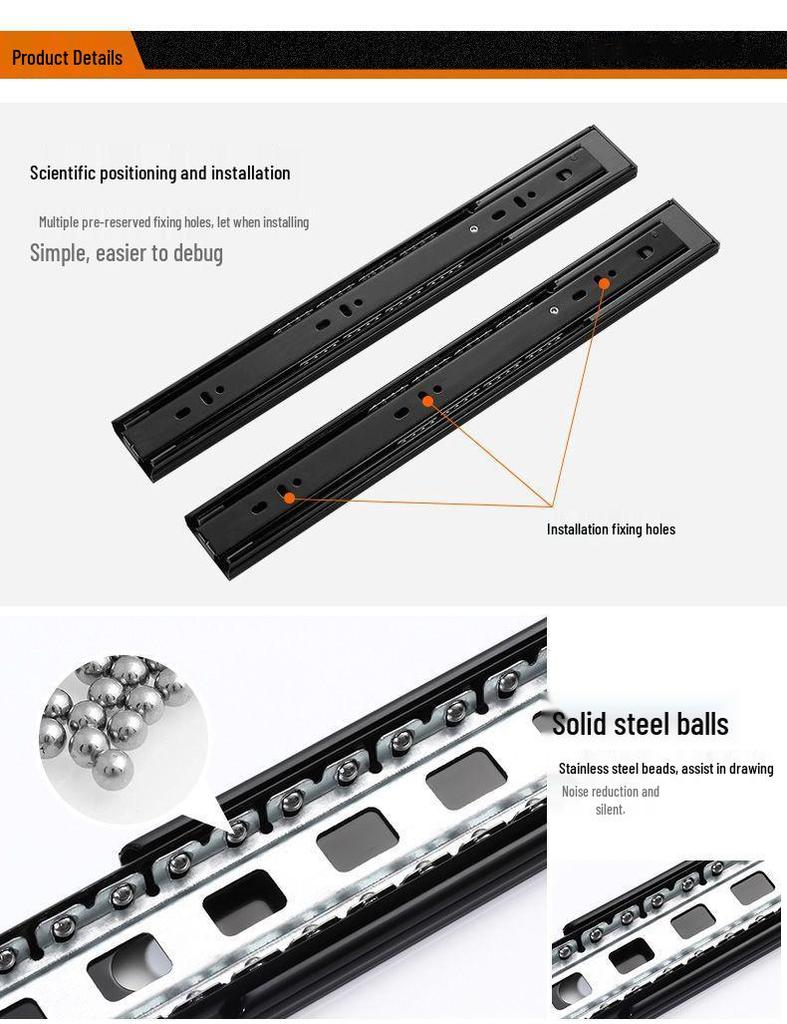 Бесшумные очень толстые направляющие для ящиков из нержавеющей стали с демпфированием отскока