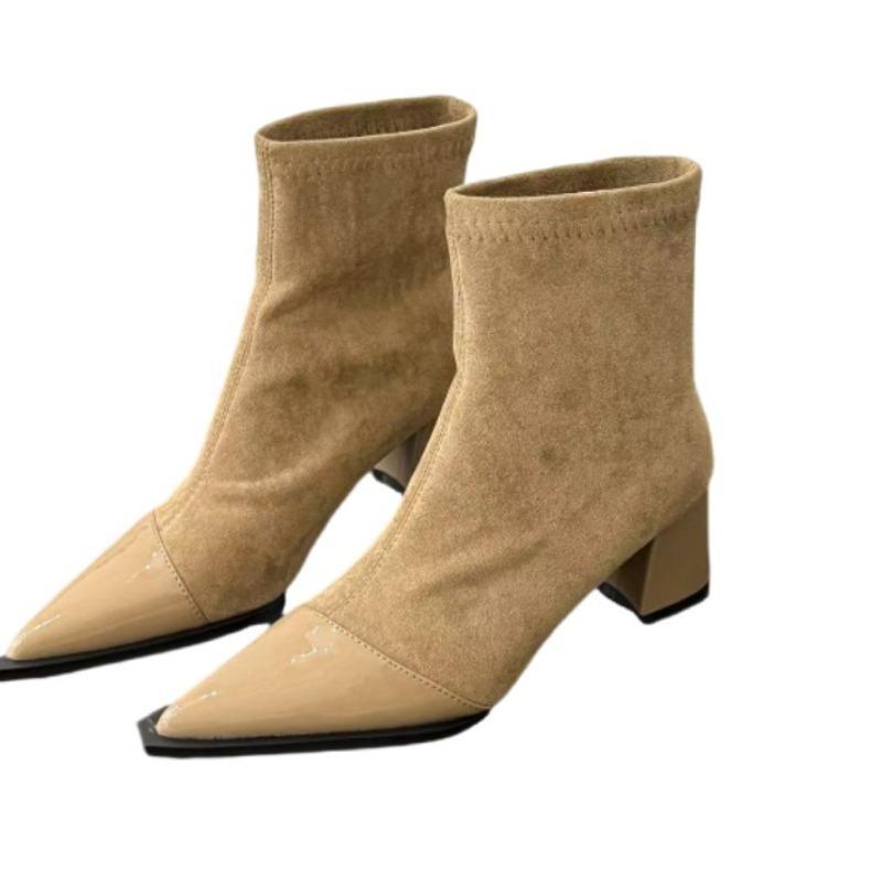 Fashion Leopard Women Ankle Boots Sexy Pointed Toe High Heels Shoes Suede Designer 2025 Trend New Winter Chelsea Fashion Boots Pumps