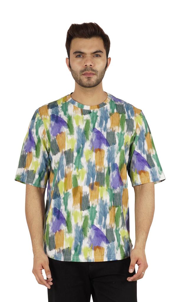 Inkmeso Printed Casual Short Sleeve T-shirt For Men  S Holiday Beach Wear Tee Cotton Jersey Tropical