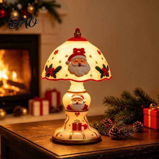 Creative Holiday Displays Christmas Lighted Table Lamp, Santa Claus Reindeer Office Desk Decorations Desktop Ornament for Living Room Bedroom