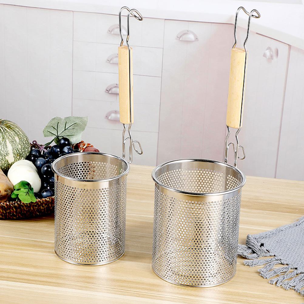 Filter Spoon Stainless Steel Food Strainer Mesh Pasta Wooden Straining Basket Vegetable Colander
