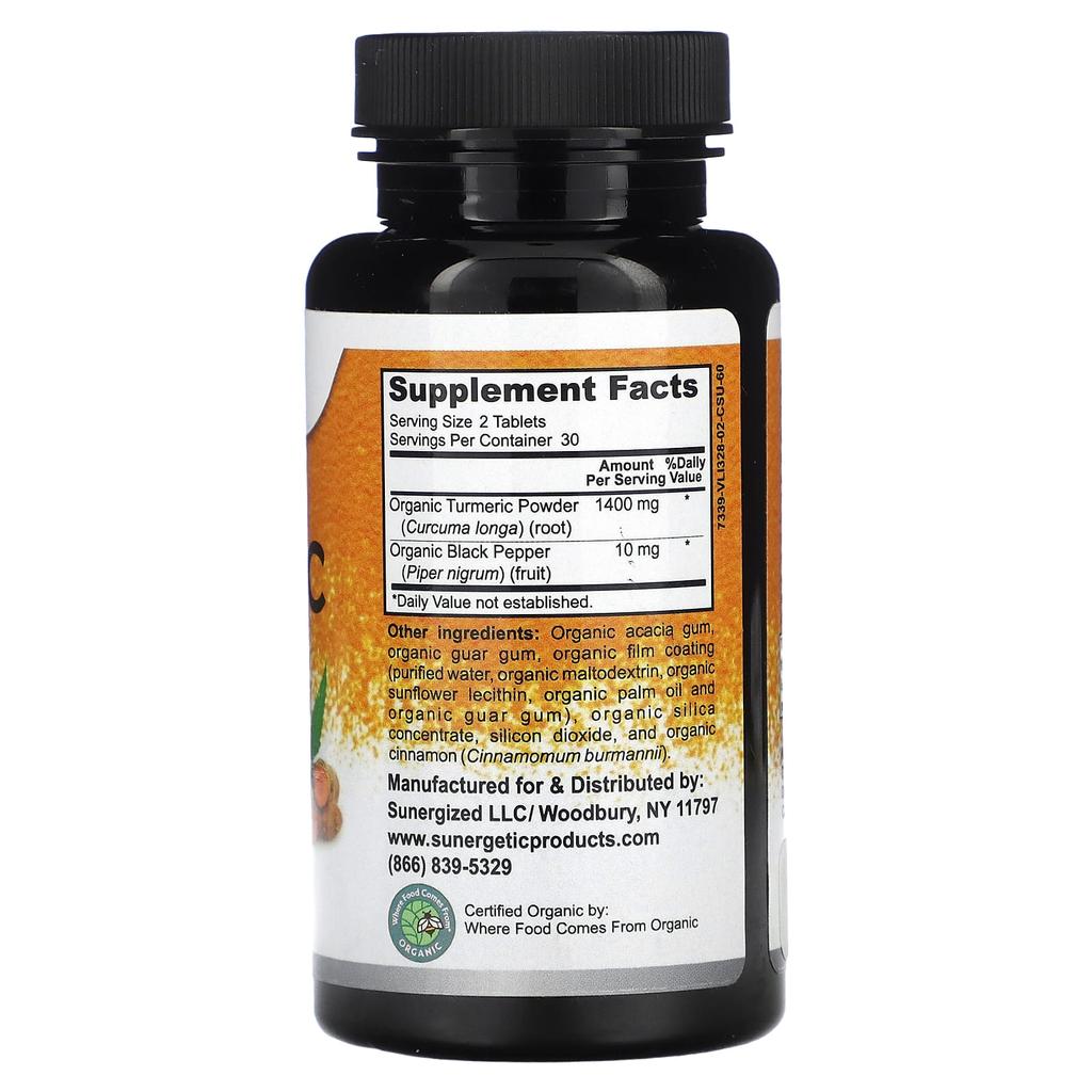 Organic Turmeric, 1,400Mg, 60 Tablets