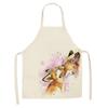 Cute Zebra Fox Print Apron Cotton Linen Sleeveless Cooking Baking Kitchen Apron Women Household Cleaning Bib
