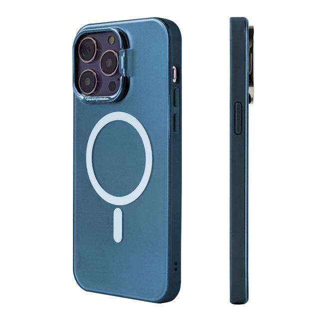 Магнитный чехол для телефона для Iphone 12 13 14 Pro Max, металлический кронштейн-подставка, Magsafe, беспроводная зарядка, матовый полупрозрачный жесткий чехол