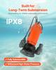 1500W Submersible Trash Pump, 21000 L/H, Cast Iron Submersible Sump Sewage Pump with Automatic Float Switch, 18M Max Lift, Draining Dirty Clean Water,