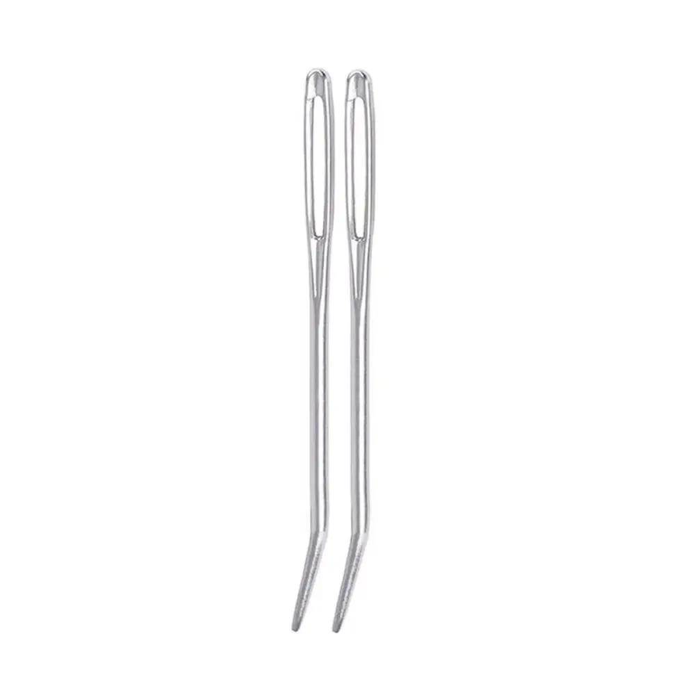2Pcs Aluminum Bent Tip Tapestry Darning Knitting Needles Needlework Crafts Sewing Big Eye Bent Needle DIY Handicraft Accessories