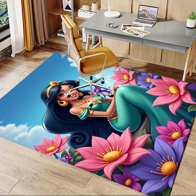 3D Printed Princess,Jasmine,Garden Anti-Slip Rug - Machine Washable Office Rug for Living Room, Bedroom, Office - Multiple Sizes
