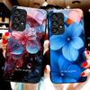 Синий Цветочный Элемент Для Samsung Galaxy S10 S20 Plus S21 FE S22 S23 S24 FE S25 Ultra Черный Чехол для Телефона из Закаленного Стекла Твердый Чехол