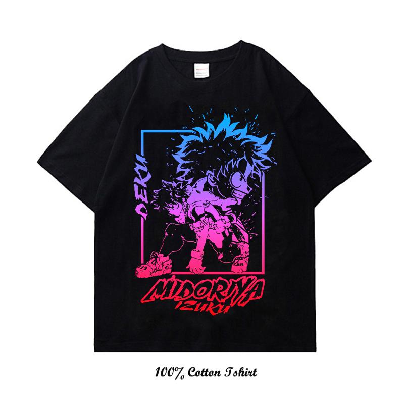 My Hero Academia Graphic Print T Shirt Vintage Harajuku Streetwear Short Sleeve Plus Size Cotton Crew Neck T Shirt Women Unisex