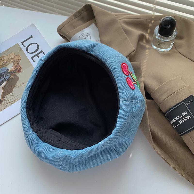 2025 Новая женская японская и корейская ретро джинсовая восьмиугольная беретка - Модная, подчеркивающая лицо шляпа художника