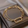 Trendy Double-layer Crystal Chain Bracelet for Woman Female Pendant Charm Bracelet Hip Hop Jewelry