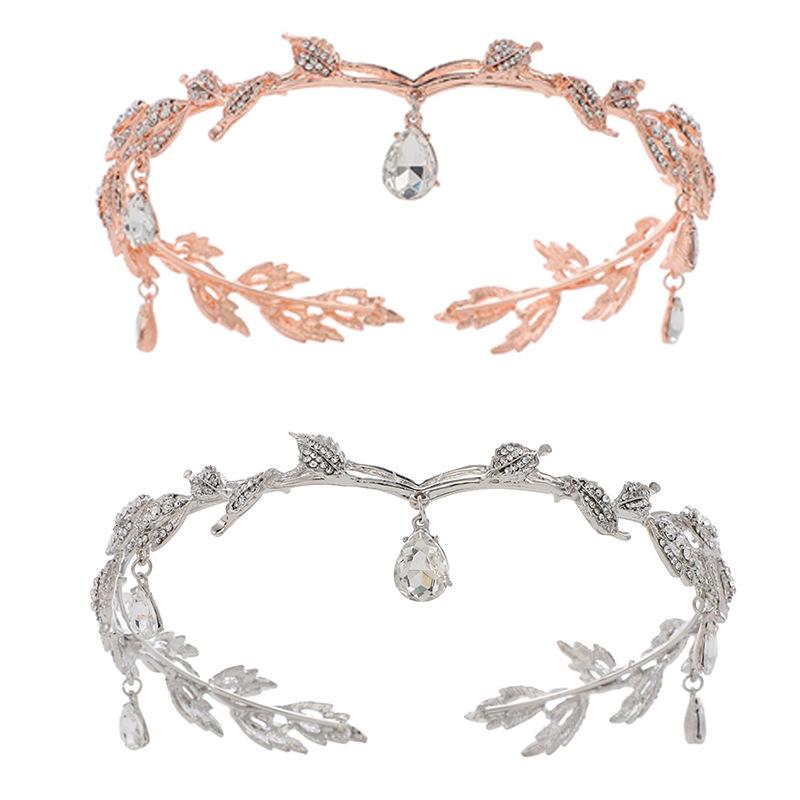 Свадебное украшение на лоб, подвеска на бровь, свадебная тиара со стразами, повязка на голову со стразами из сплава, ювелирные изделия с кристаллами в виде короны