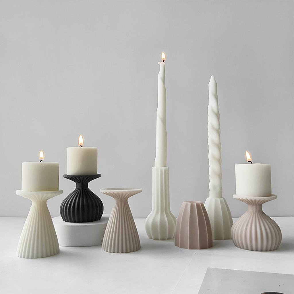 Epoxy Candlestick Silicone Mold Candle Base Mould Geometric Candle Holders Molds DIY Ornaments Home Decorations Mould