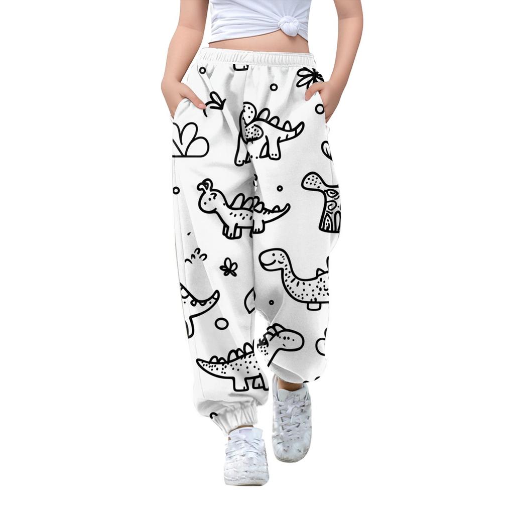 Детские свободные повседневные спортивные брюки с цветным принтом, повседневные брюки